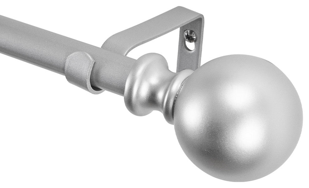 Curtain Rod With Round Finials, Adjustable Length 48-86", Nickel