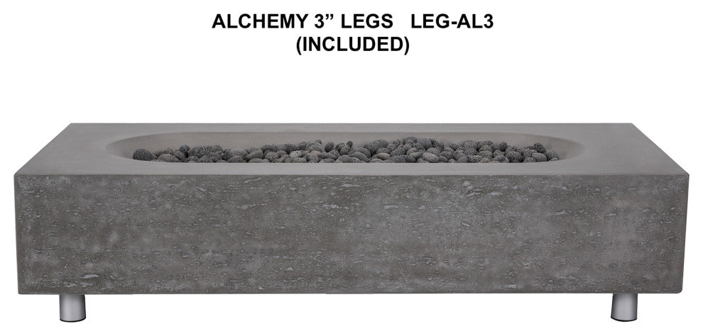 Pyromania Alchemy Concrete Fire Pit Table, 60"x30", Slate, Natural Gas