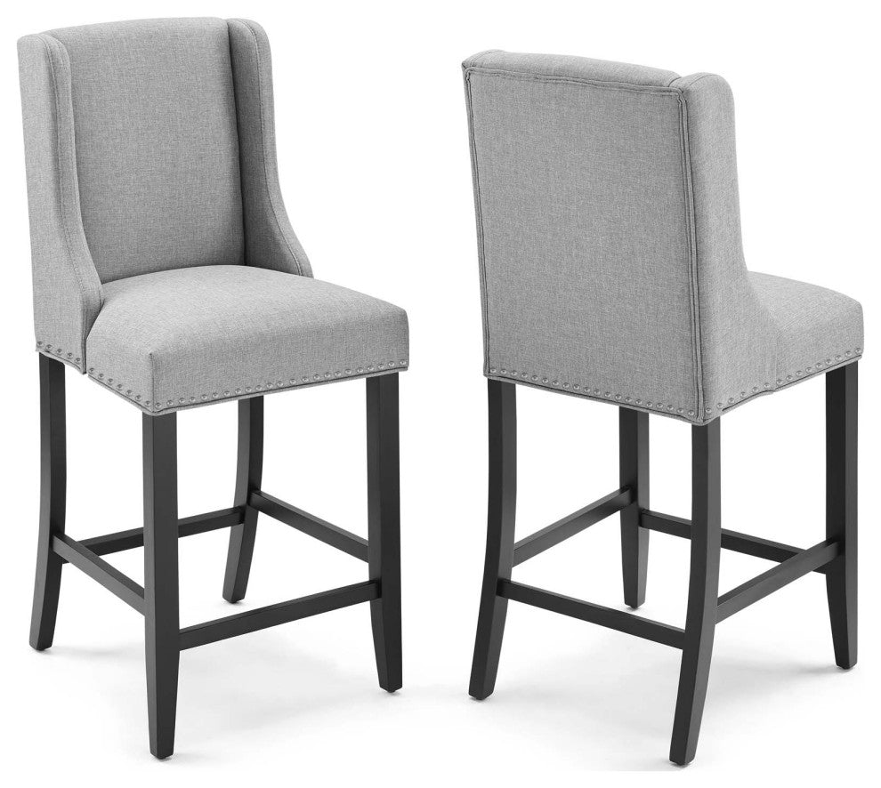 Baron Counter Stool Upholstered Fabric Set of 2 - Light Gray
