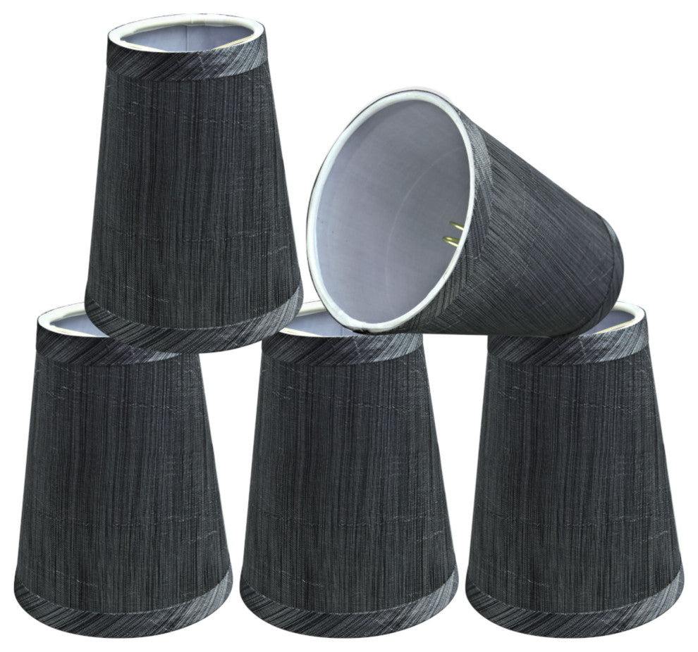 32651-5 Hardback Empire Chandelier Clip On Lamp Shade Gray & Black 2 1/2"x4"x5"