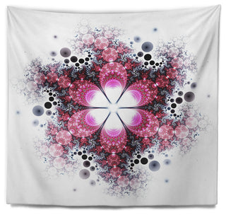 Violet Fractal Flower Pattern Abstract Wall Tapestry, 39"x32"