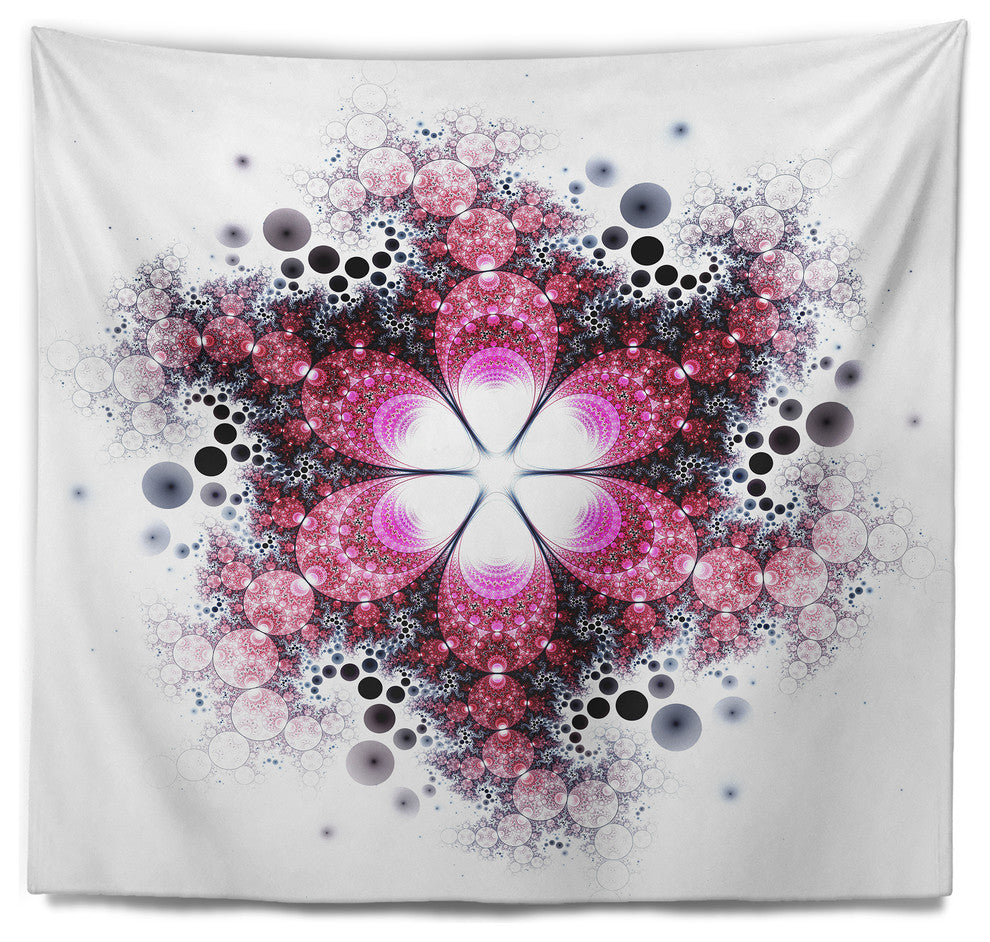 Violet Fractal Flower Pattern Abstract Wall Tapestry, 39"x32"