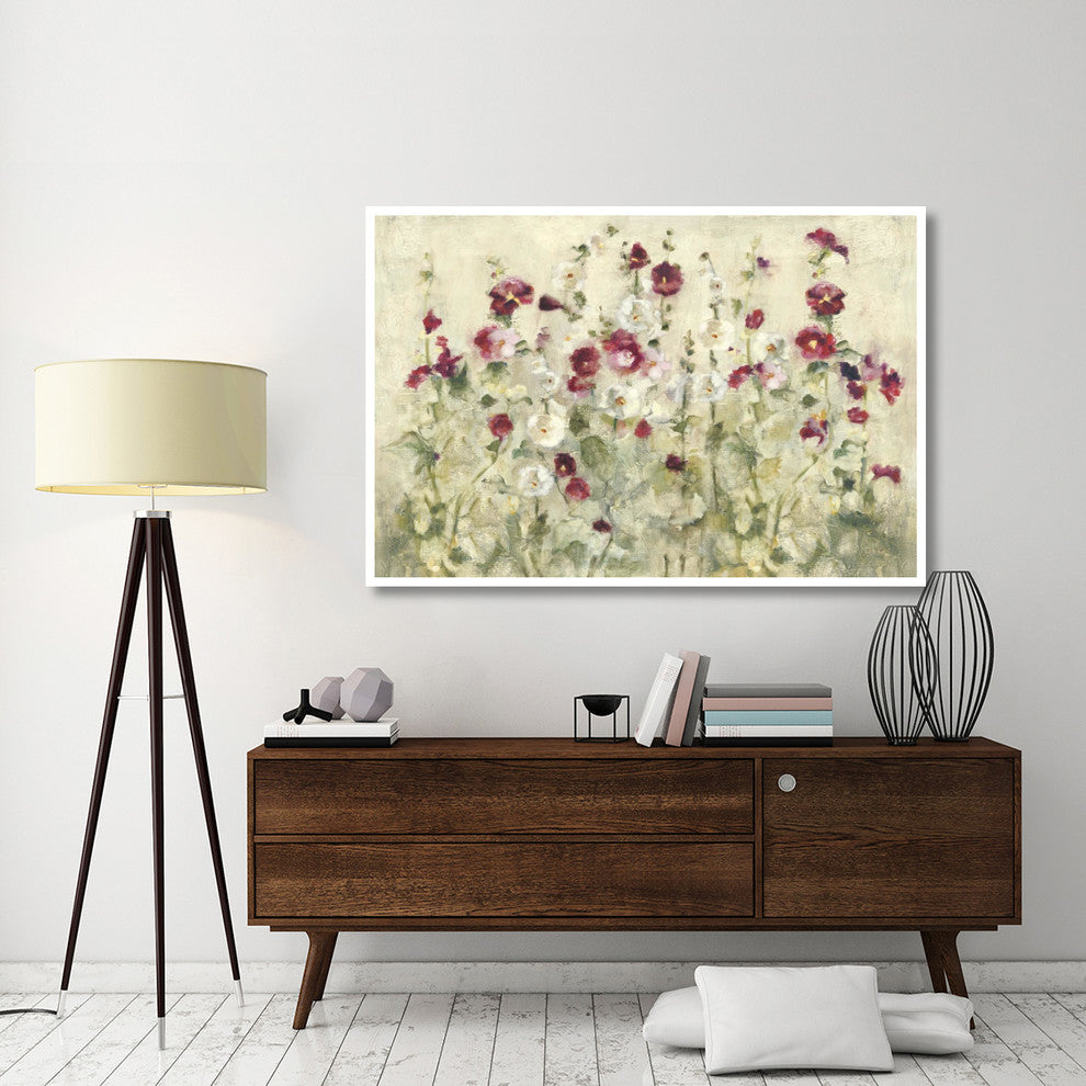 "Hollyhocks Row Cool" Digital Paper Print by Cheri Blum, 62"x42"