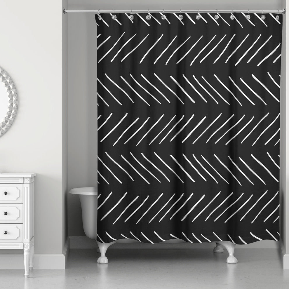 Modern Chevron Shower Curtain, Black and White