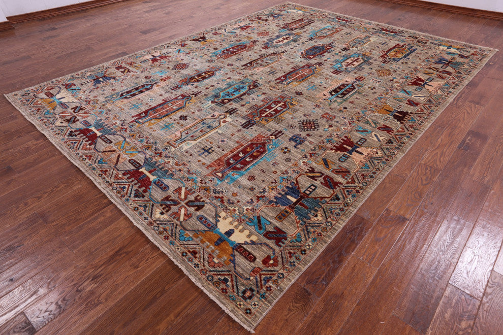 8' 10" X 12' 2" Hand-Knotted Tribal Fine Serapi Rug - Q12144