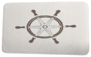 Nantucket Ship Wheel Geometric Print Bath Mat, Ivory, 21"x34"