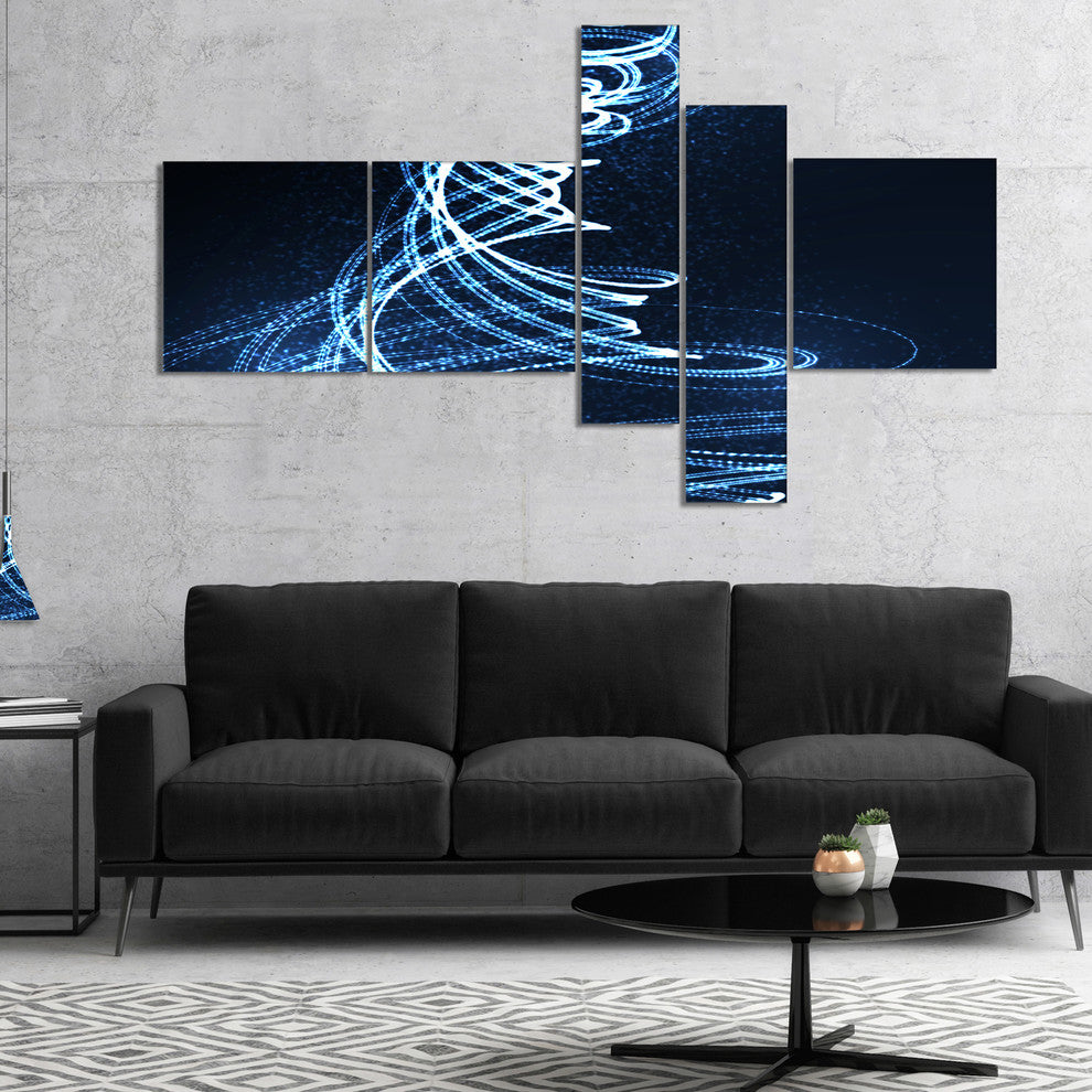 3D Illuminated Helix Shapes, Abstract Canvas art print, 60"x32", 5 panels