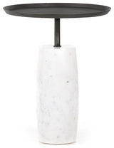 Cronos End Table-Polished White Marble
