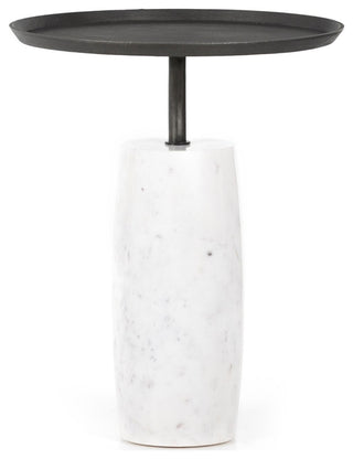Cronos End Table-Polished White Marble