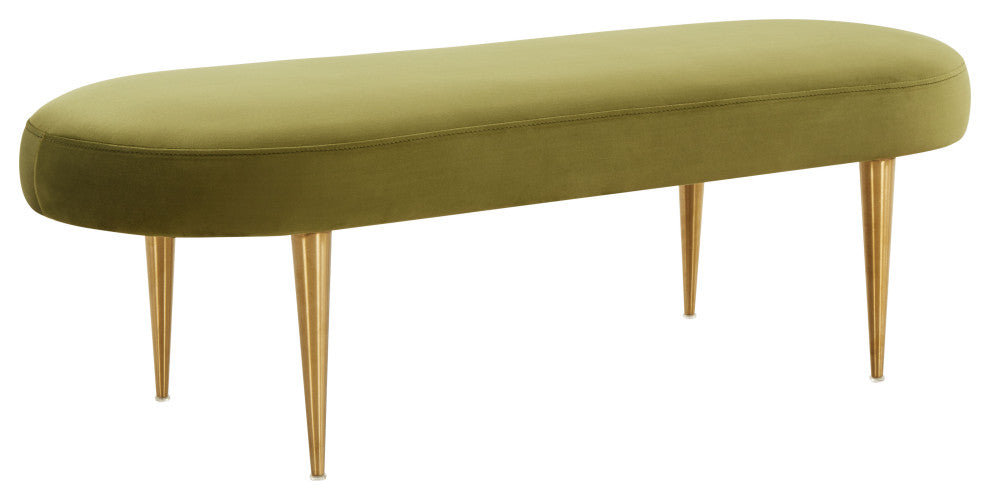 Safavieh Couture Corinne Velvet Oval Bench, Olive Green