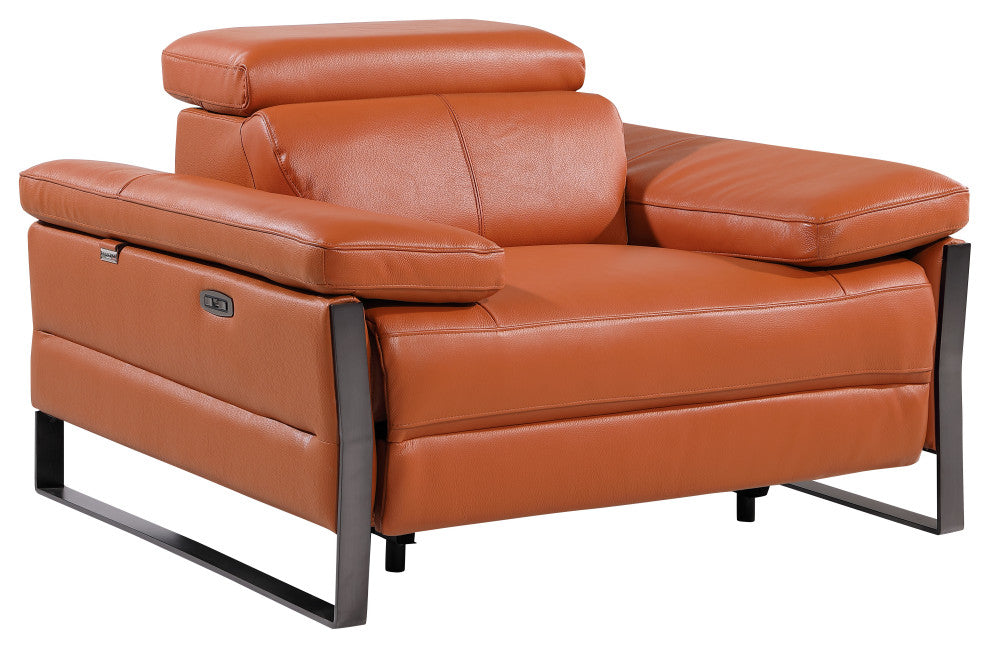 Antonio Italian Leather Power Reclining Arm Chair, Camel