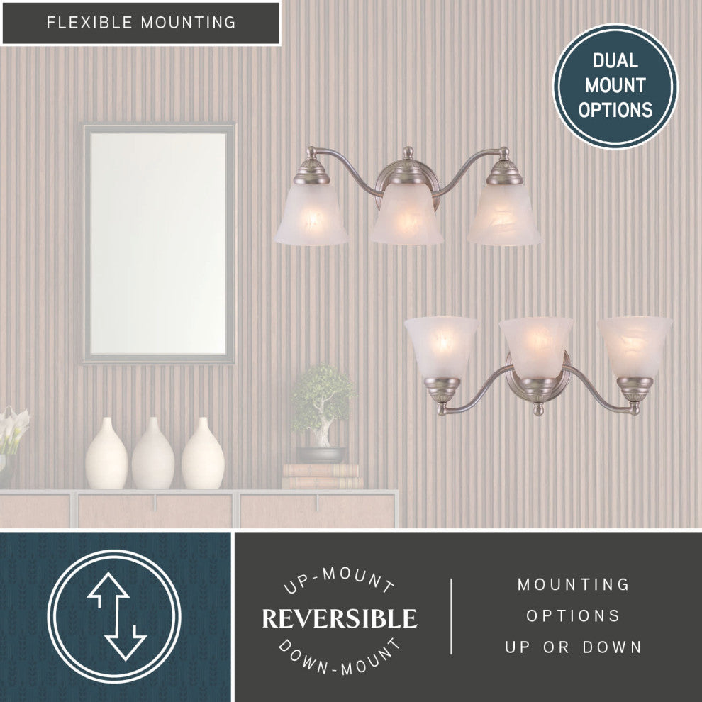 Vaxcel Standford 3-Light Vanity Light Brushed Nickel