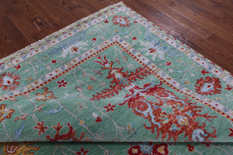 Turkish Oushak Handmade Wool Rug 9' 1" X 12' 1" - Q13379