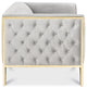 Kara Tufted Love Seat, Polished Gold Steel