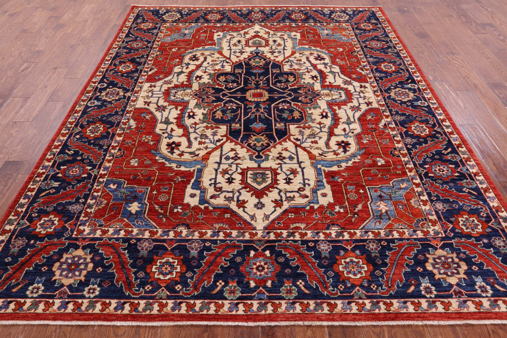 8' 1" X 9' 9" Persian Fine Serapi Hand-Knotted Wool Rug - Q12660