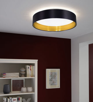 LED Ceiling Light With Black and Gold Finish and White Plastic Diffuser