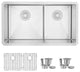 STYLISH 32" x 18" Stainless Steel Low Divider Undermount Kitchen Sink