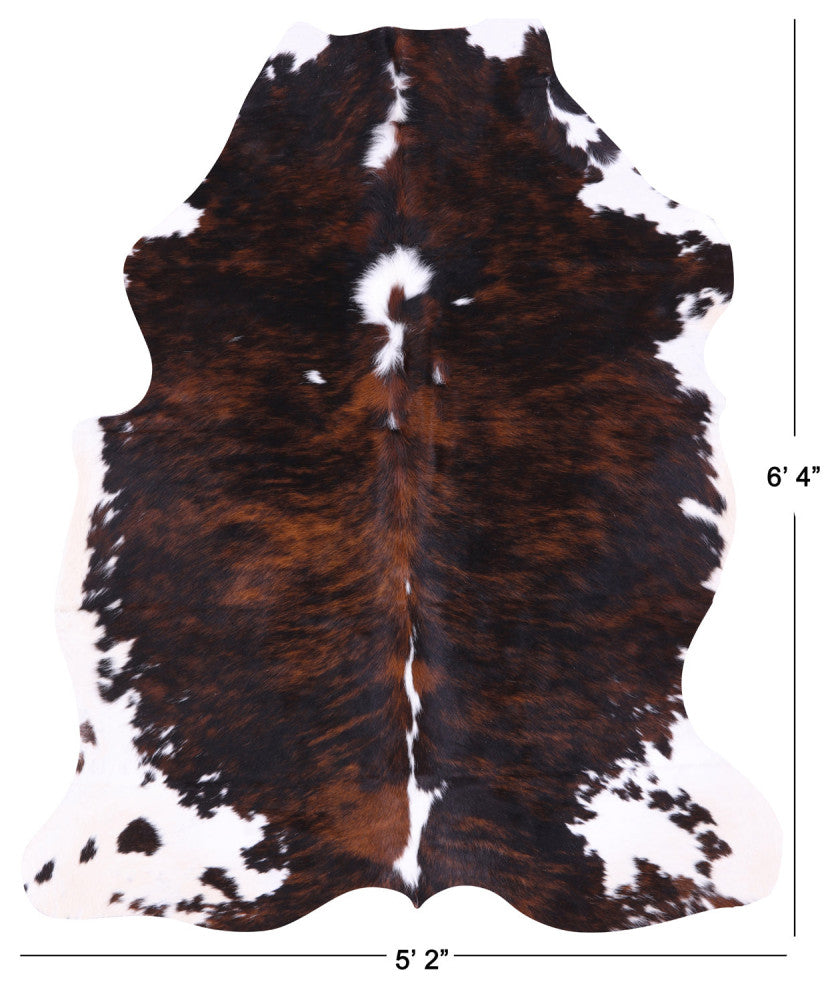 6' 4" X 5' 2" Tricolor Natural Cowhide Rug C1894
