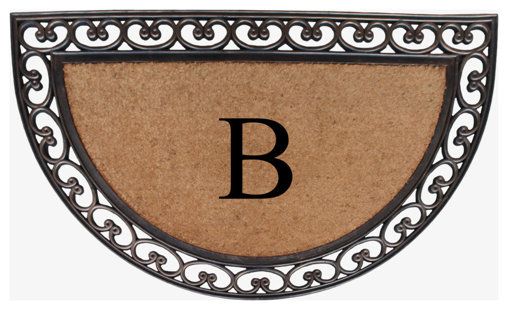 A1HC Natural Coir Monogrammed Door Mat For Front Door, 30"x48", B