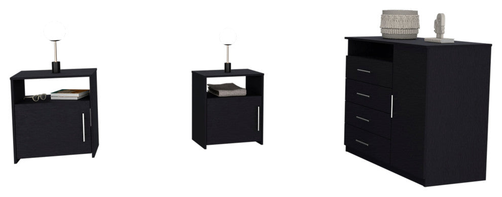DEPOT E-SHOP Solon 3 Piece Bedroom Set, Drawer Dresser and 2 Nightstands
