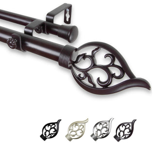 Clair 1" Double Curtain Rod, Mahogany, 48-84"