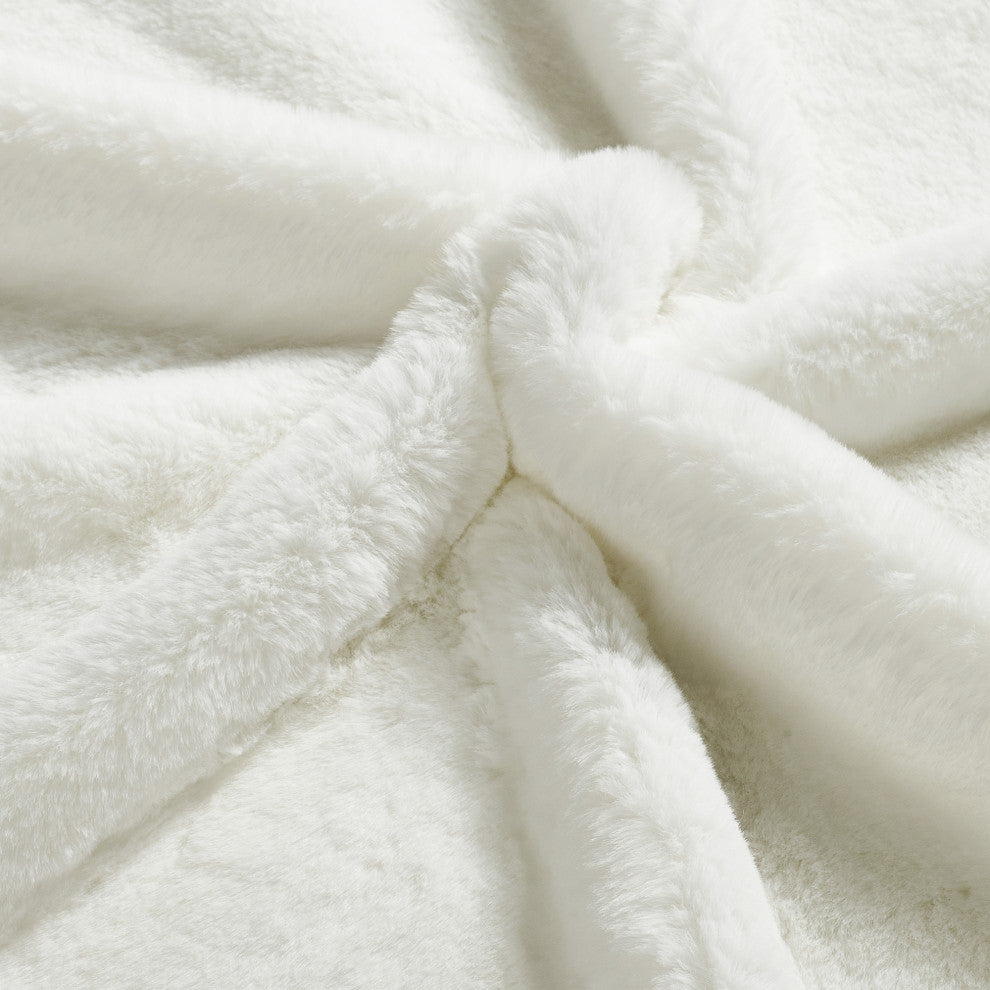 Heavy Faux Fur Throw Pillow Covers 2pcs Set, Bright White, 14''x26''