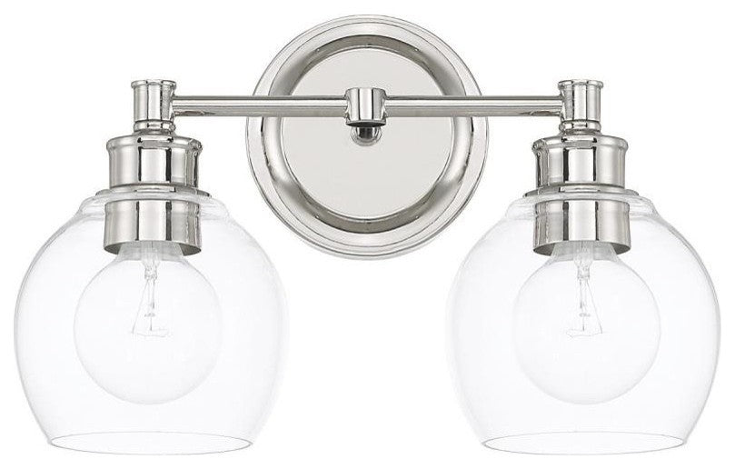Mid-Century 2 Light Vanity, Polished Nickel