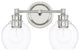 Mid-Century 2 Light Vanity, Polished Nickel