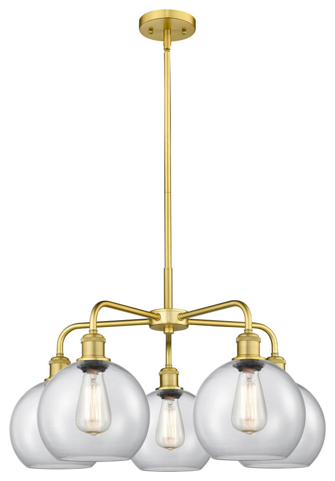 Athens 5-Light 26" Stem Chandelier, Satin Gold, Clear