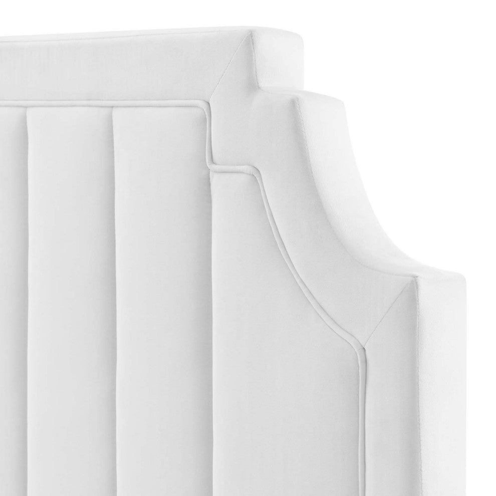 Tufted Headboard, King Size, Velvet, White, Modern Contemporary, Bedroom Master