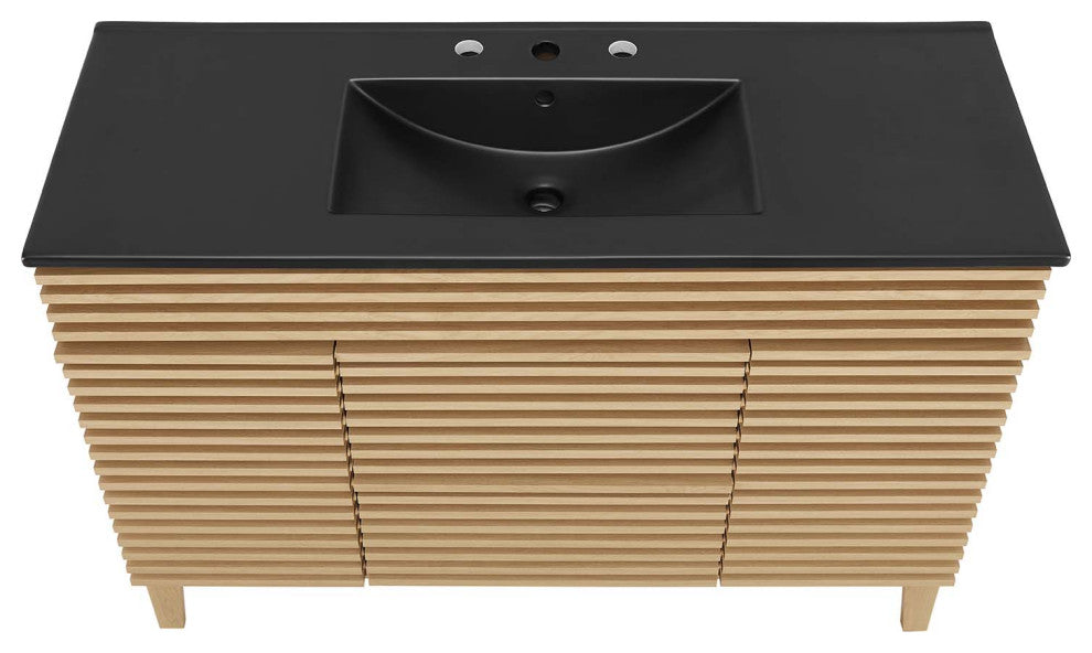 Render 48" Single Sink Bathroom Vanity, Oak Black