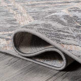 Slant Modern Abstract Beige/Gray 2 ft. x 8 ft. Runner Rug