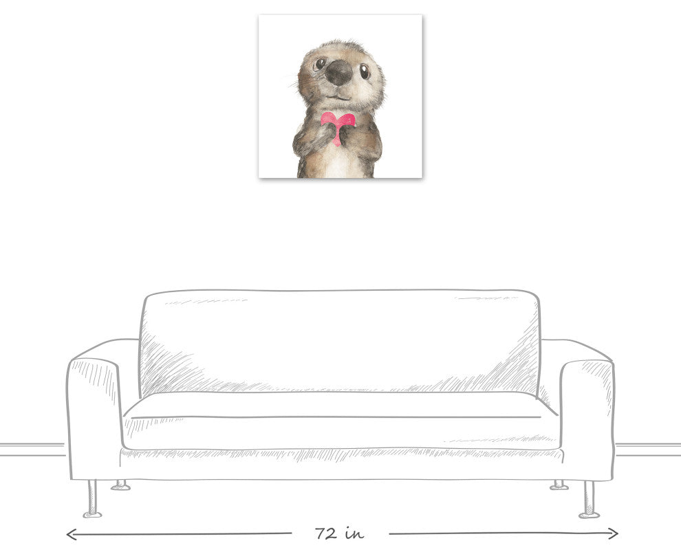 Otter With Heart 24x24 Canvas Wall Art