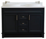 48" Double Sink Vanity, Dark Gray Finish With Engineered Stone Top, Round Sink