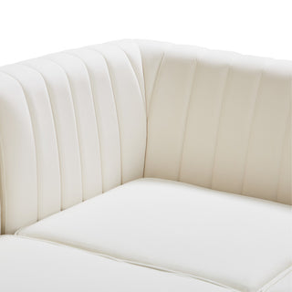 Alina Velvet Upholstered 4-Piece Modular Sofa, Cream