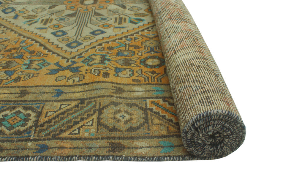 Fine Vintage Distressed Leif Rust/Blue Runner, 4'9x10'10