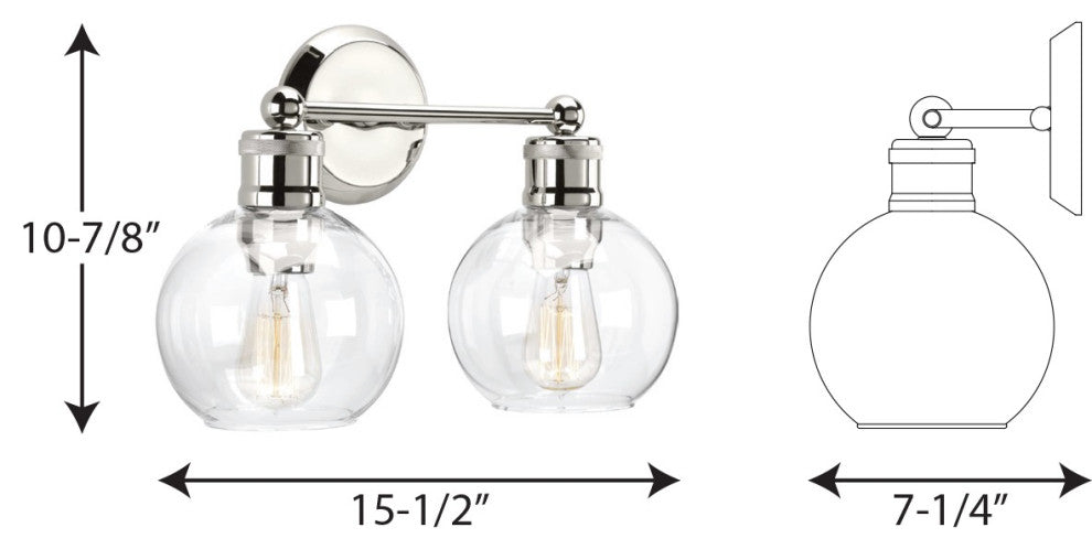 Hansford Collection 2-Light Bath and Vanity, Polished Nickel