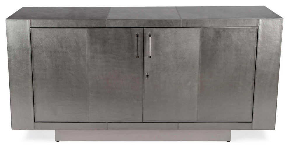 Francois Leather 70.5" Buffet Sideboard, Silver