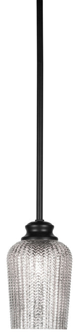 Cordova 1-Light Stem Hung Pendant, Matte Black/Silver Textured