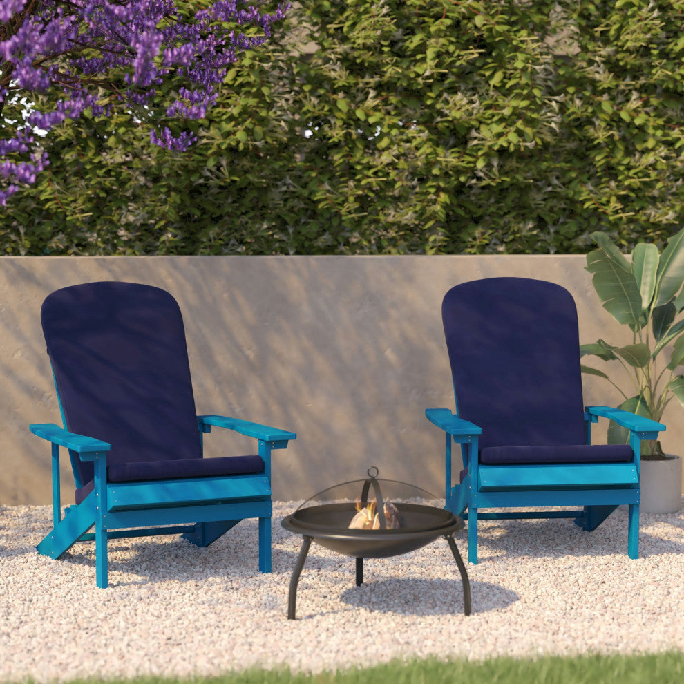 Charlestown Set of 2 Adirondack Chairs with Cushions, Blue