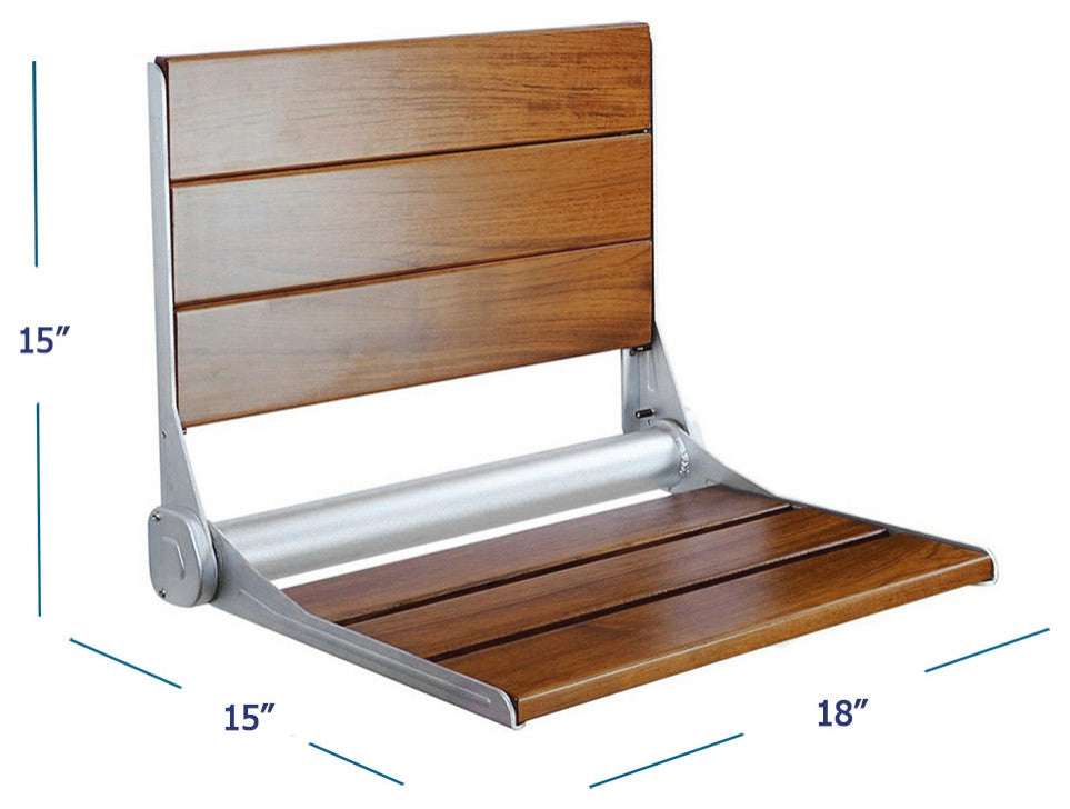 18" ADA Compliant Folding Teak Wood Shower Bench Seat