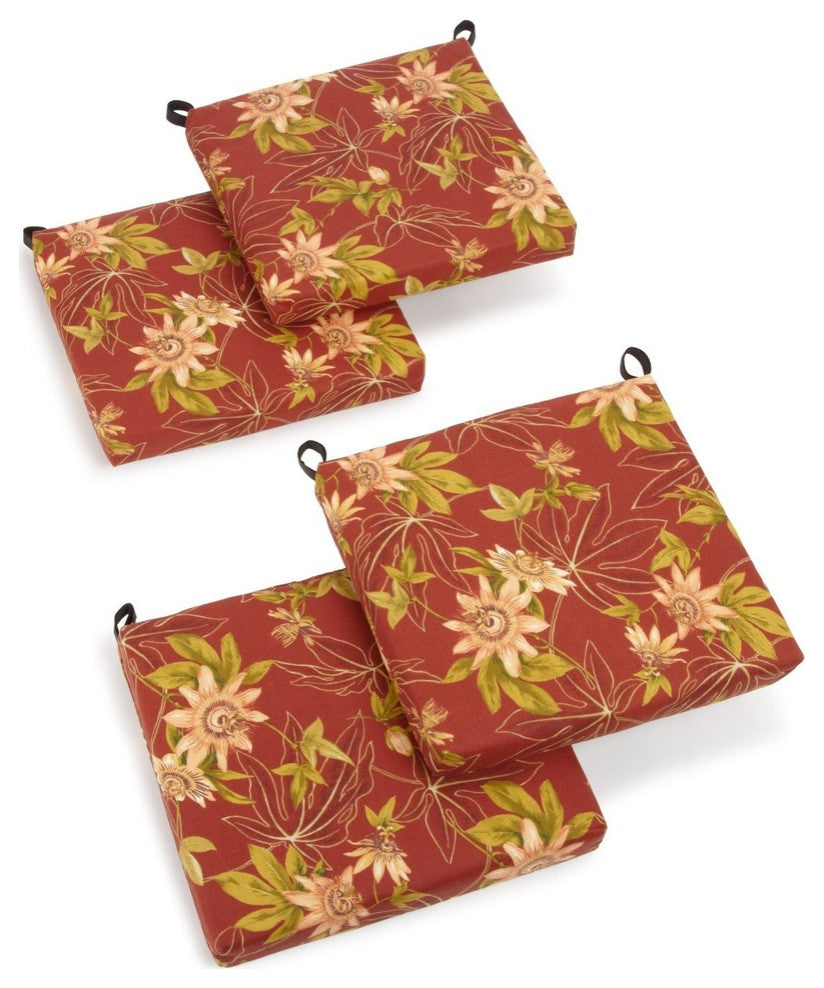 20"x19" Spun Polyester Chair Cushion, Set of 4, Passion Ruby