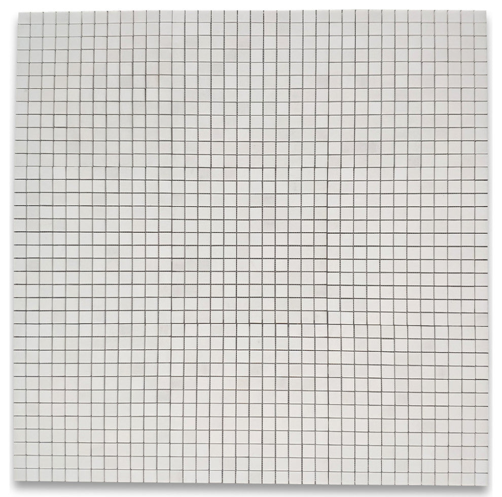 Greek Thassos White Marble 1x1 Square Mosaic Wall Floor Tile Honed, 1 sheet
