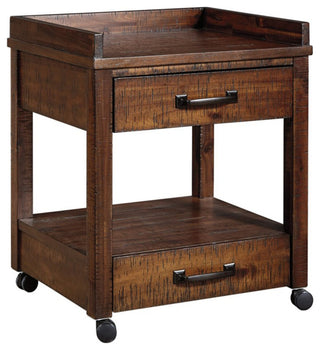 2 Drawers and 1 Open Compartment Wooden Printer Stand with Casters, Brown