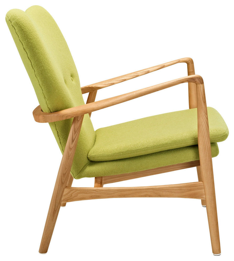 Modern Contemporary Lounge Chair, Green Fabric