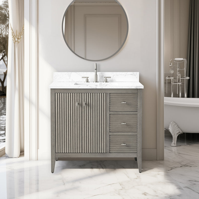 Vanity Art Freestanding Vanity, Driftwood Gray, 36", Single Sink, Brushed Nickel