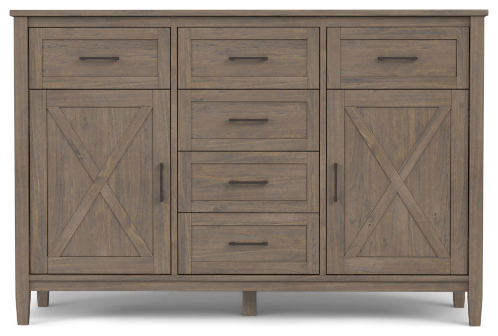 Ela Solid Wood Sideboard, Smoky Brown