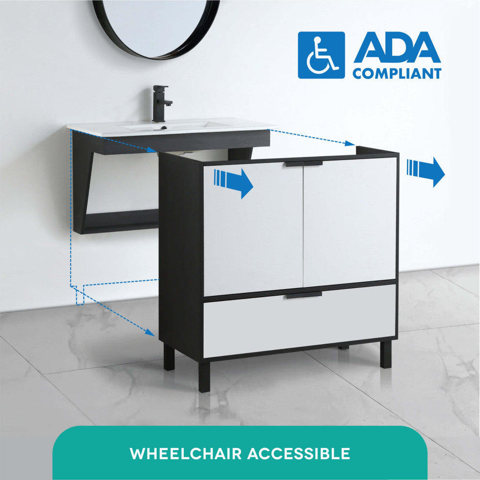 Fine Fixture Bathroom Vanity and Sink, 24"Clasic Gray ADA Compliant, Classic Gra