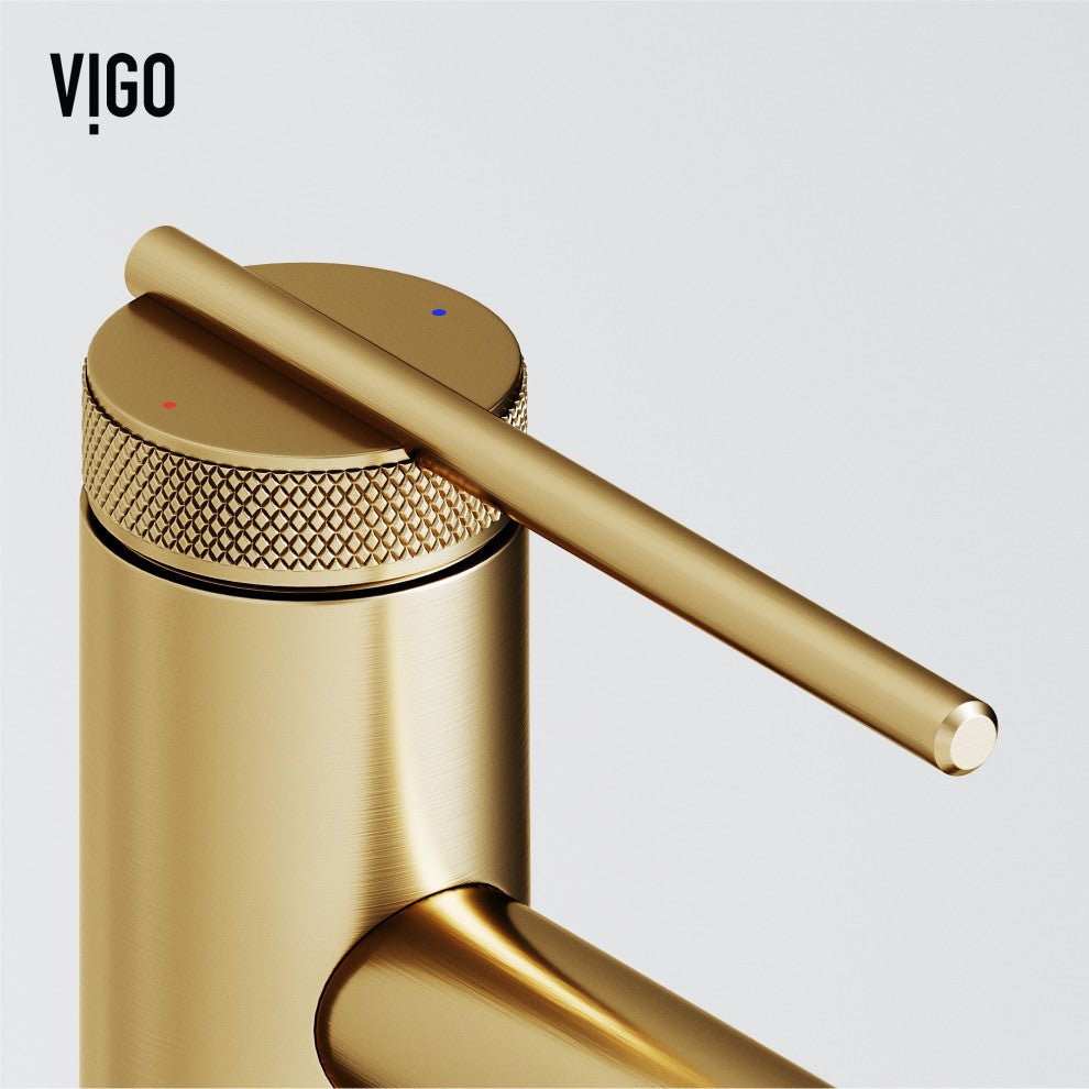 VIGO Sterling 11" H Single Handle Single Hole Bathroom Vessel Faucet, Matte Brushed Gold