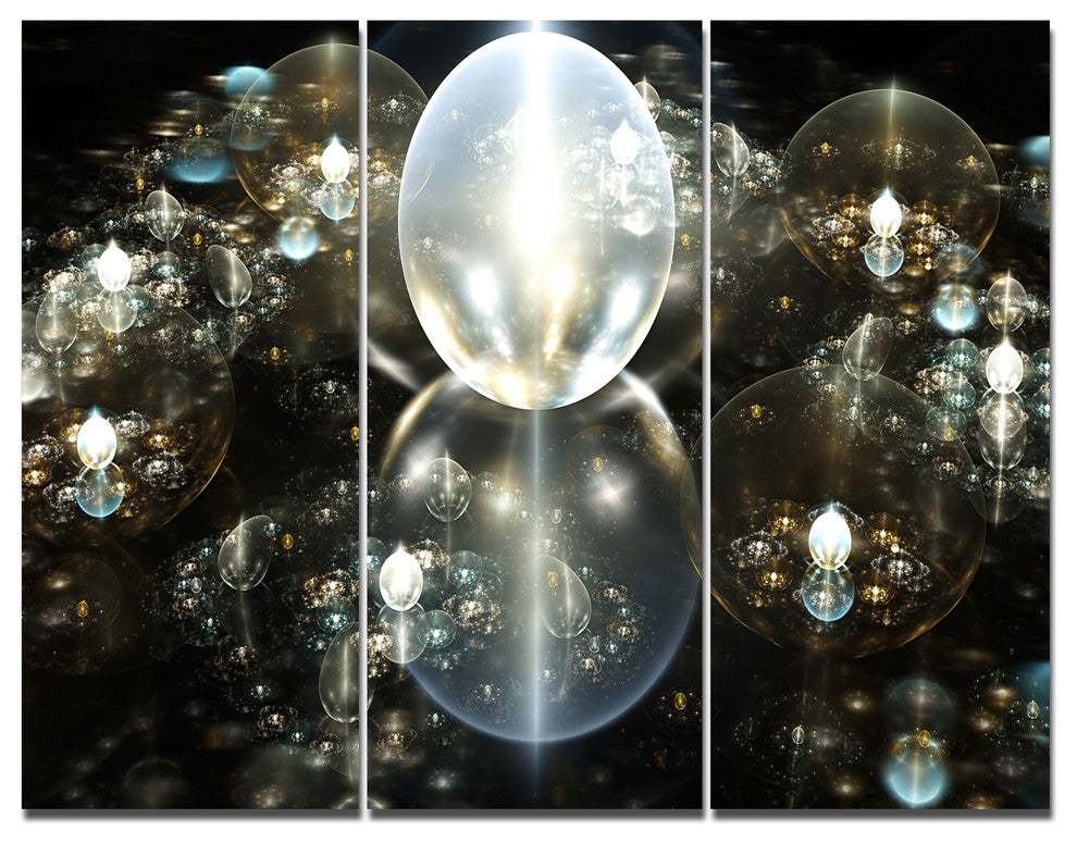 Golden Water Drops on Mirror, Abstract Triptych Canvas Print, 36x28, 3 Panels